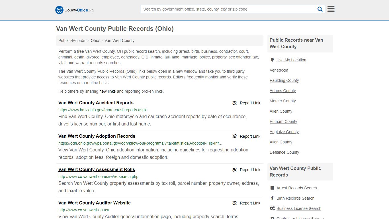 Public Records - Van Wert County, OH (Business, Criminal ...